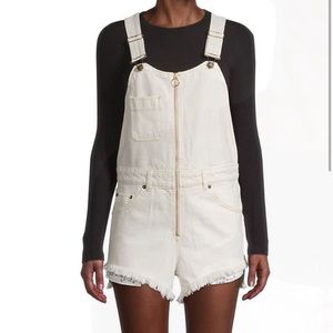 Free People Sunkissed Short Overalls Off White